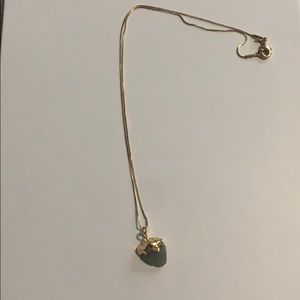 Raw aquamarine 14k gold plated dainty necklace